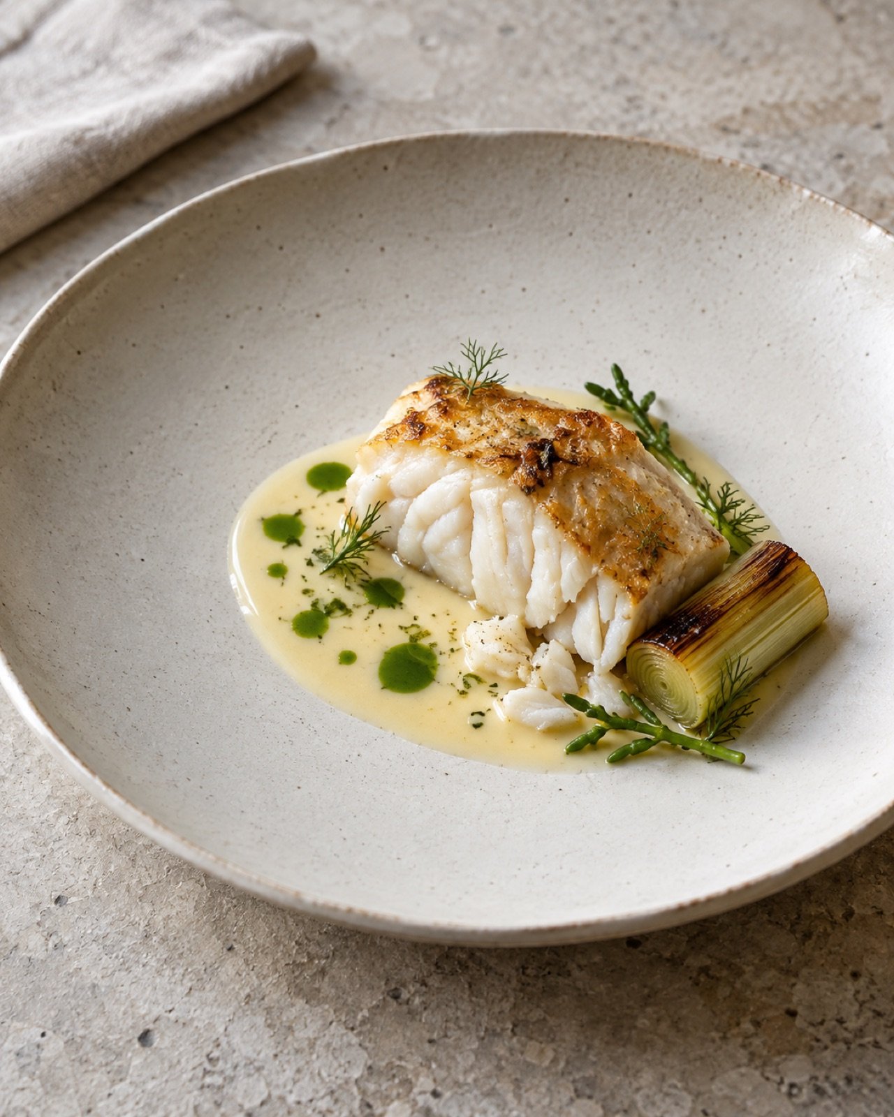 Rodaballo y beurre blanc — fotografía de producto con inteligencia artificial