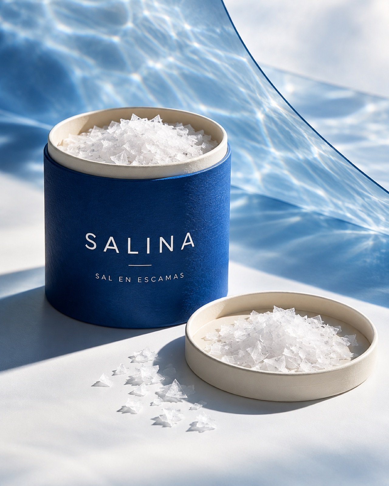 Salina · escamas de sal — fotografía de producto con inteligencia artificial